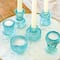 Kate Aspen&#xAE; Assorted Vintage Ribbed Blue Glass Candlestick Candle Holder Set